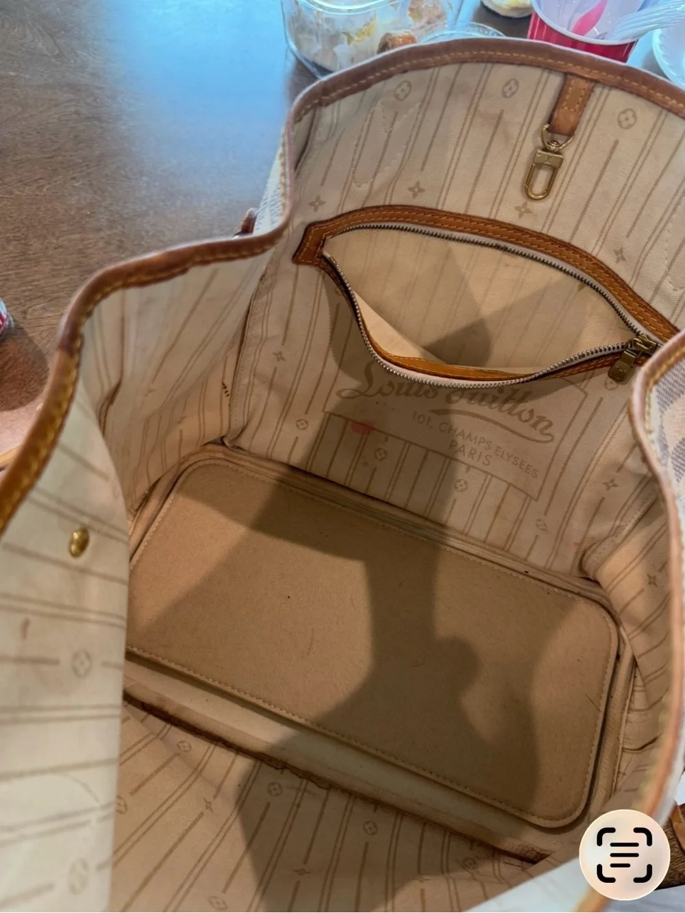 Louis Vuitton Damier Azur Canvas Tote in White and Tan